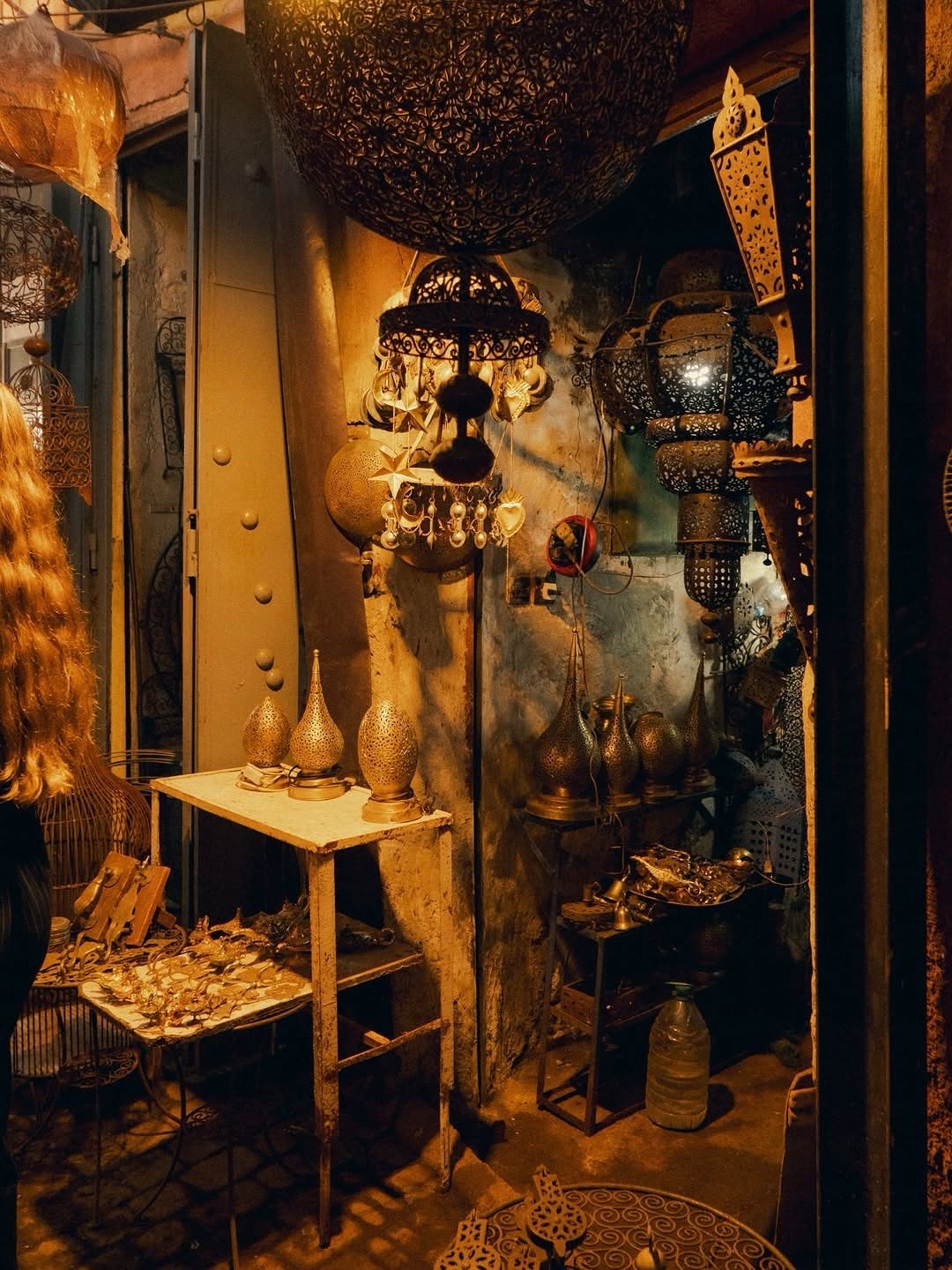 Lantern Souk Brass Moroccan lanterns in a Marrakech souk