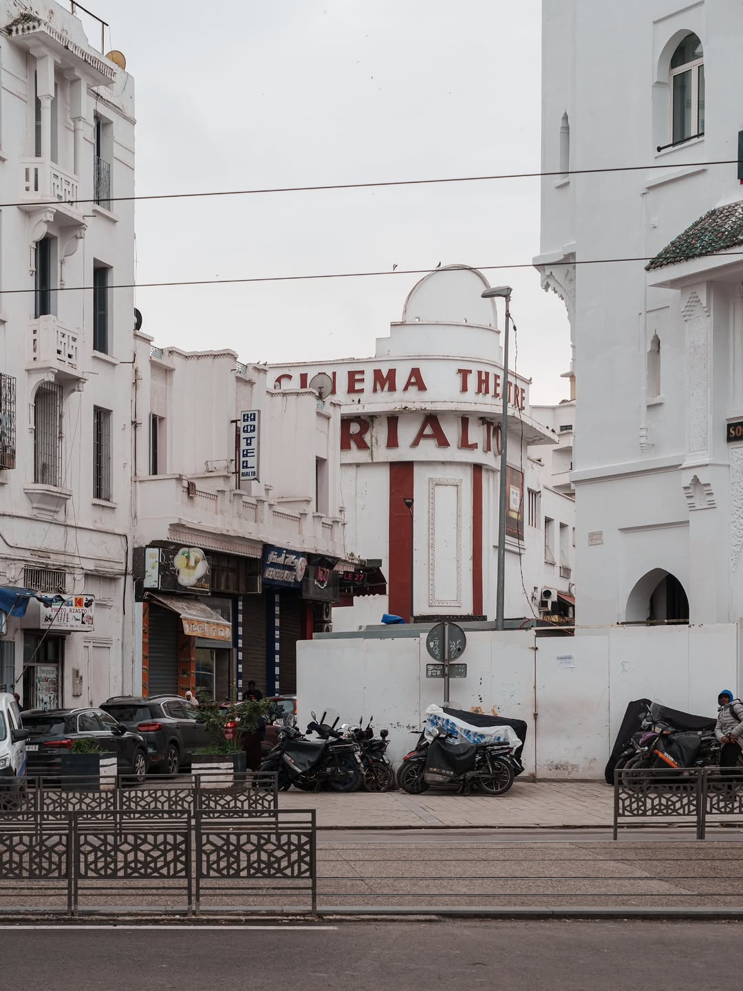 Cinema Rialto Cinema Rialto and Hotel Rialto Art Deco theatre with red signage in downtown Casablanca