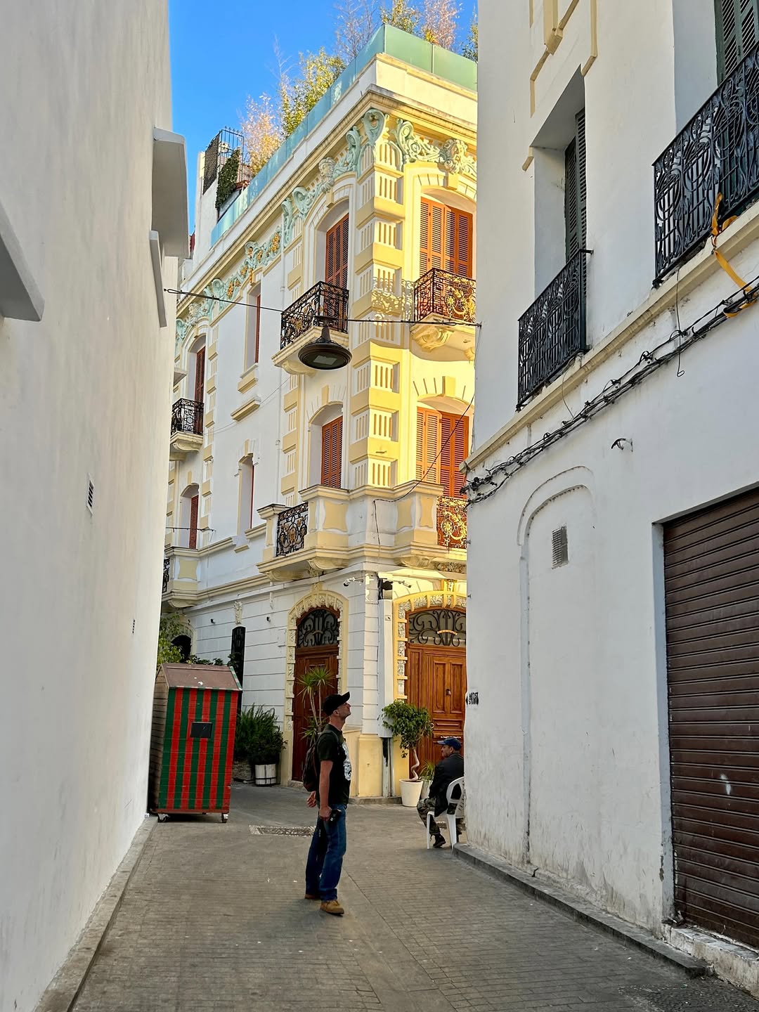 Tangier — art nouveau yellow facade alley Tangier — art nouveau yellow facade alley