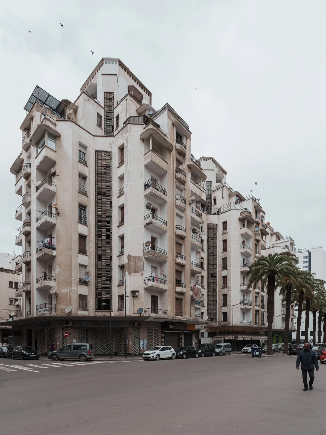 Streamline Residence Streamline Moderne residential tower with cascading balconies and date palms, Casablanca