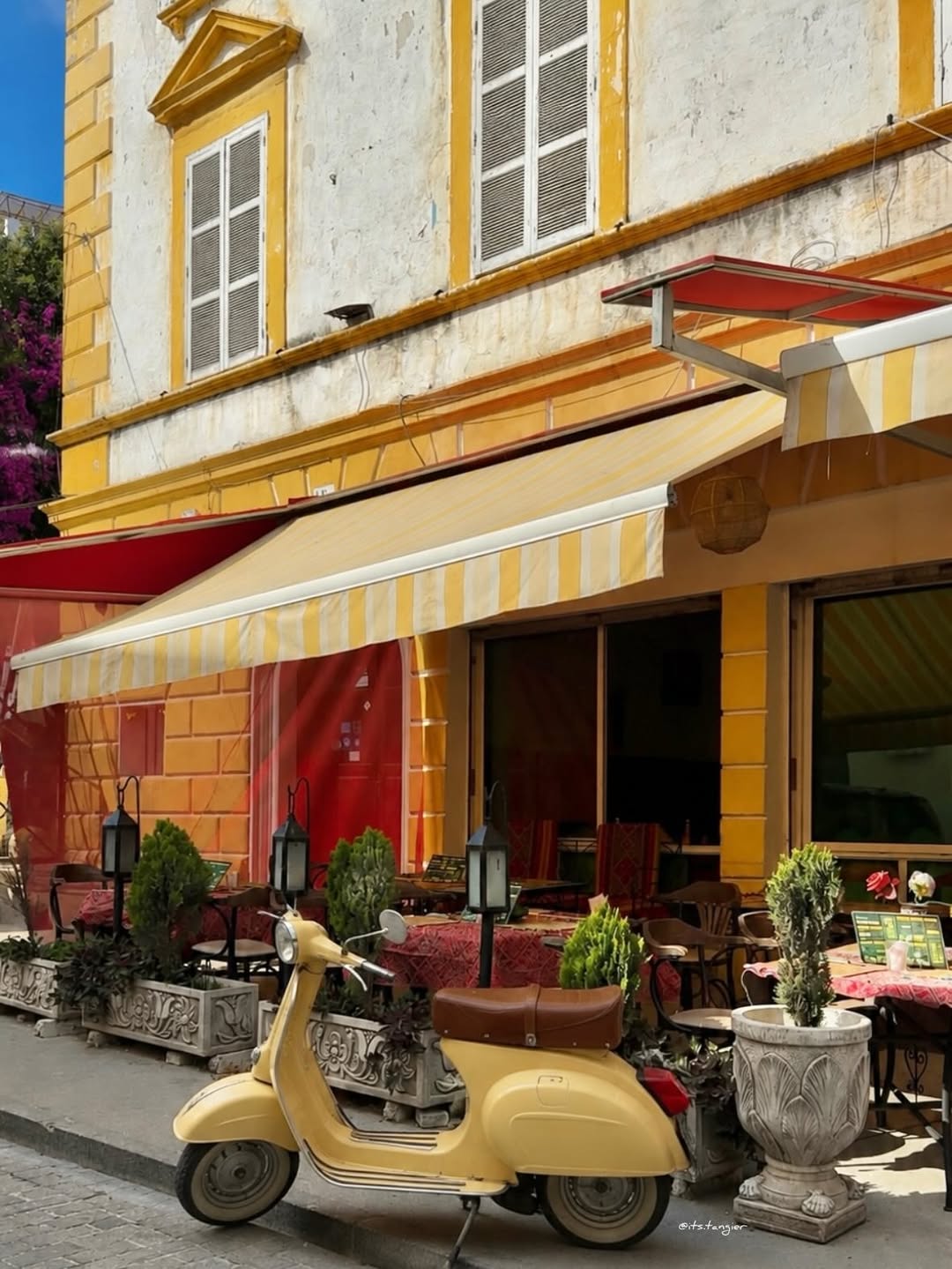 Tangier — yellow cafe vespa awning Tangier — yellow cafe vespa awning